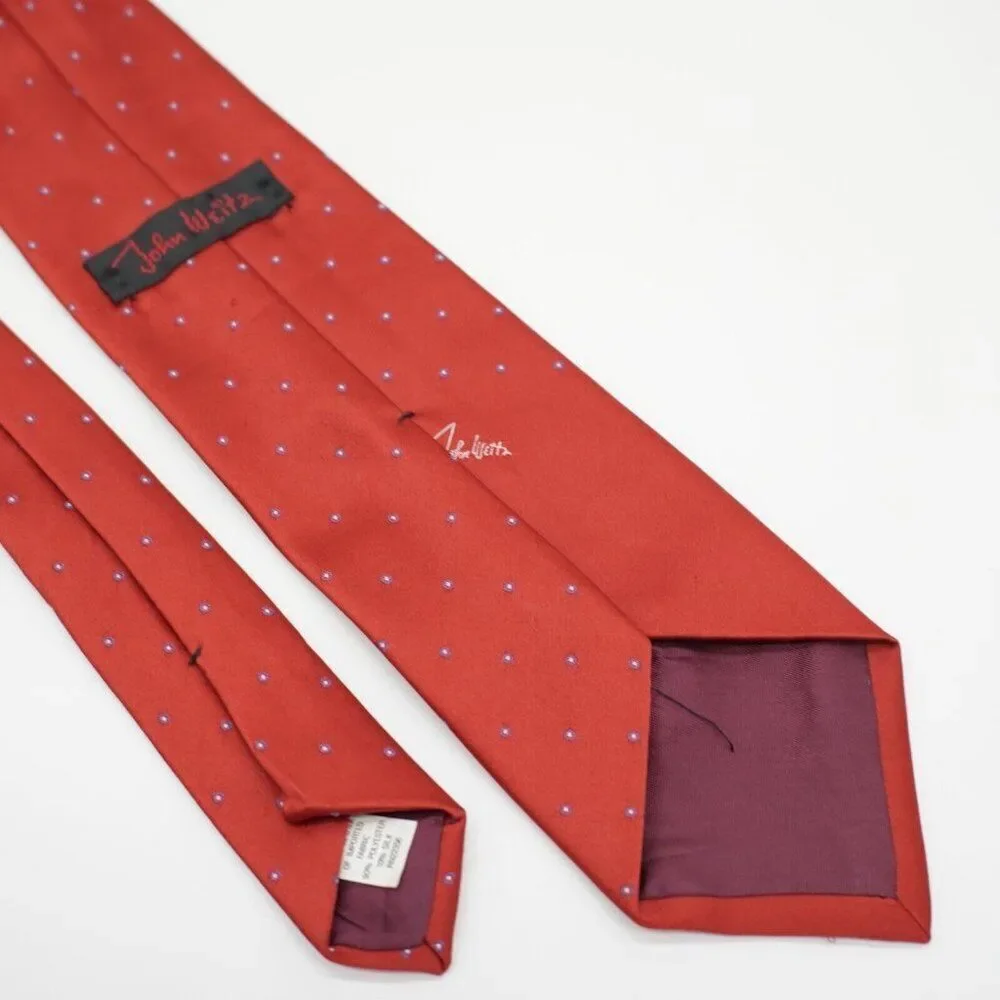 John Weitz Signature Red Woven‎ Silk Blend Tie Short